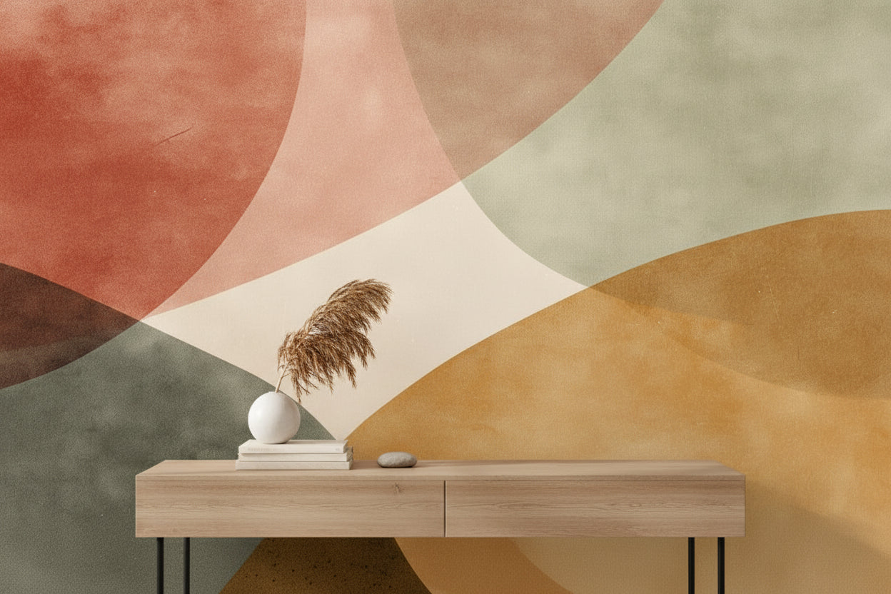 Mid-Century Modern Wallpaper Geometric Abstract Wall Double Roll