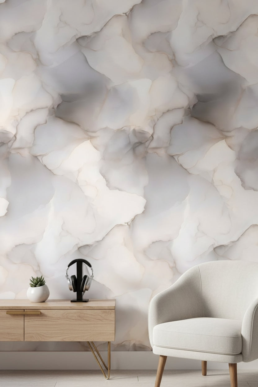 Cream and Gray Abstract Watercolor Texture Wallpaper