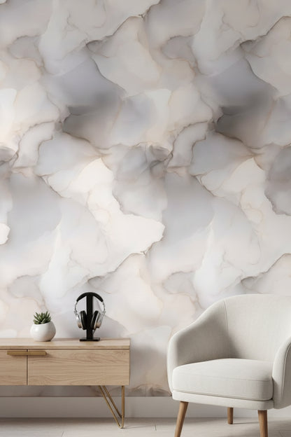 Cream and Gray Abstract Watercolor Texture Wallpaper