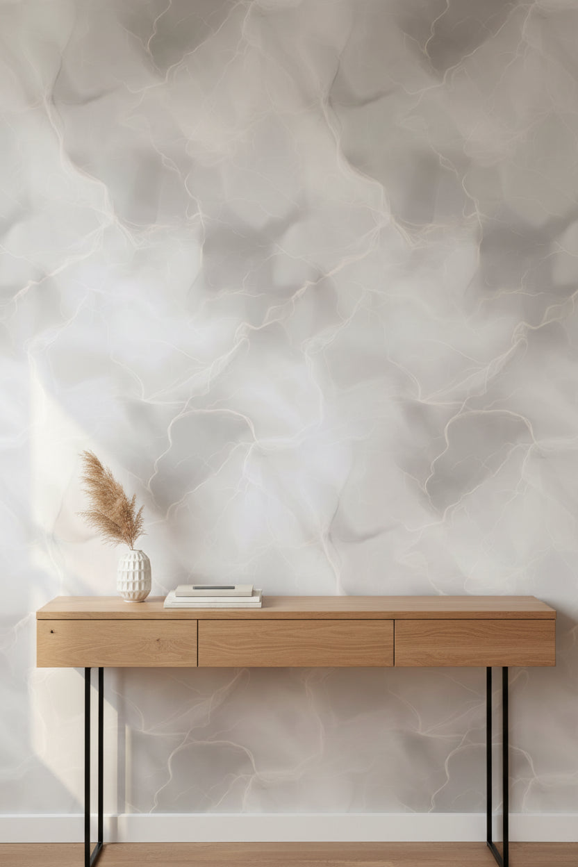Soft Cream Abstract Marble Effect Wallpaper