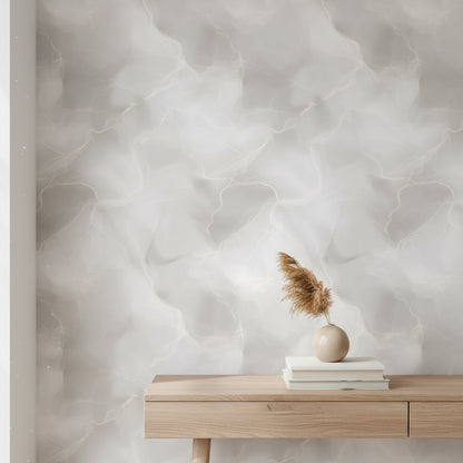 Soft Cream Abstract Marble Effect Wallpaper