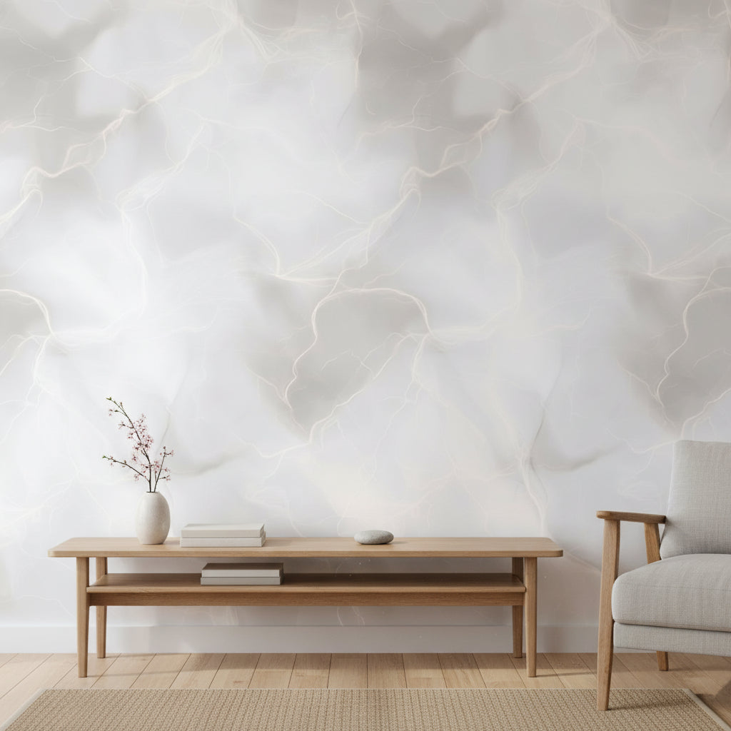 Soft Cream Abstract Marble Effect Wallpaper