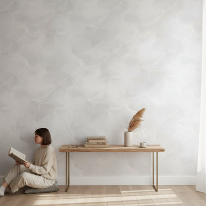 Soft Cream Abstract Marble Effect Wallpaper