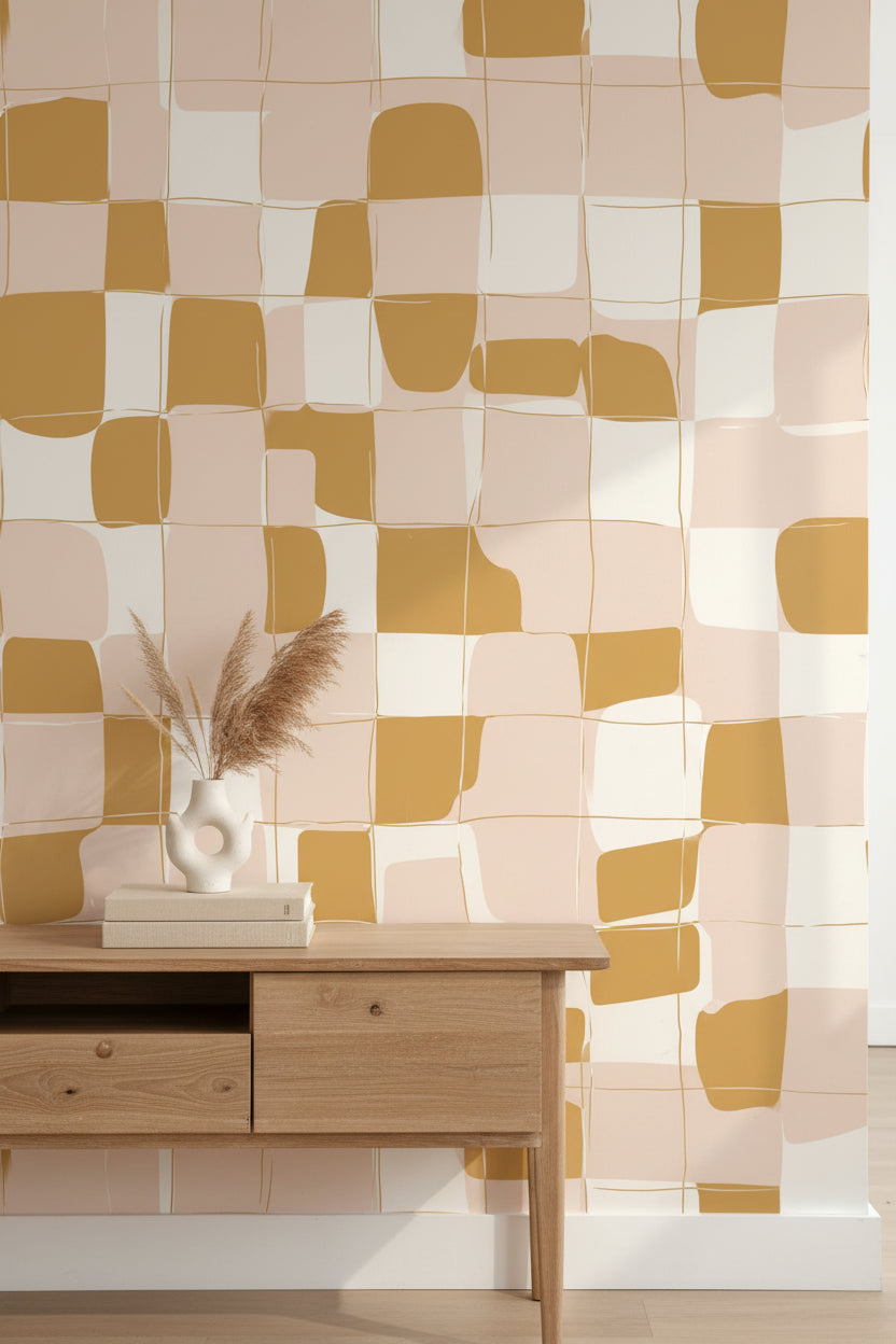 Abstract Wallpaper Checkered Modern Wall Decor