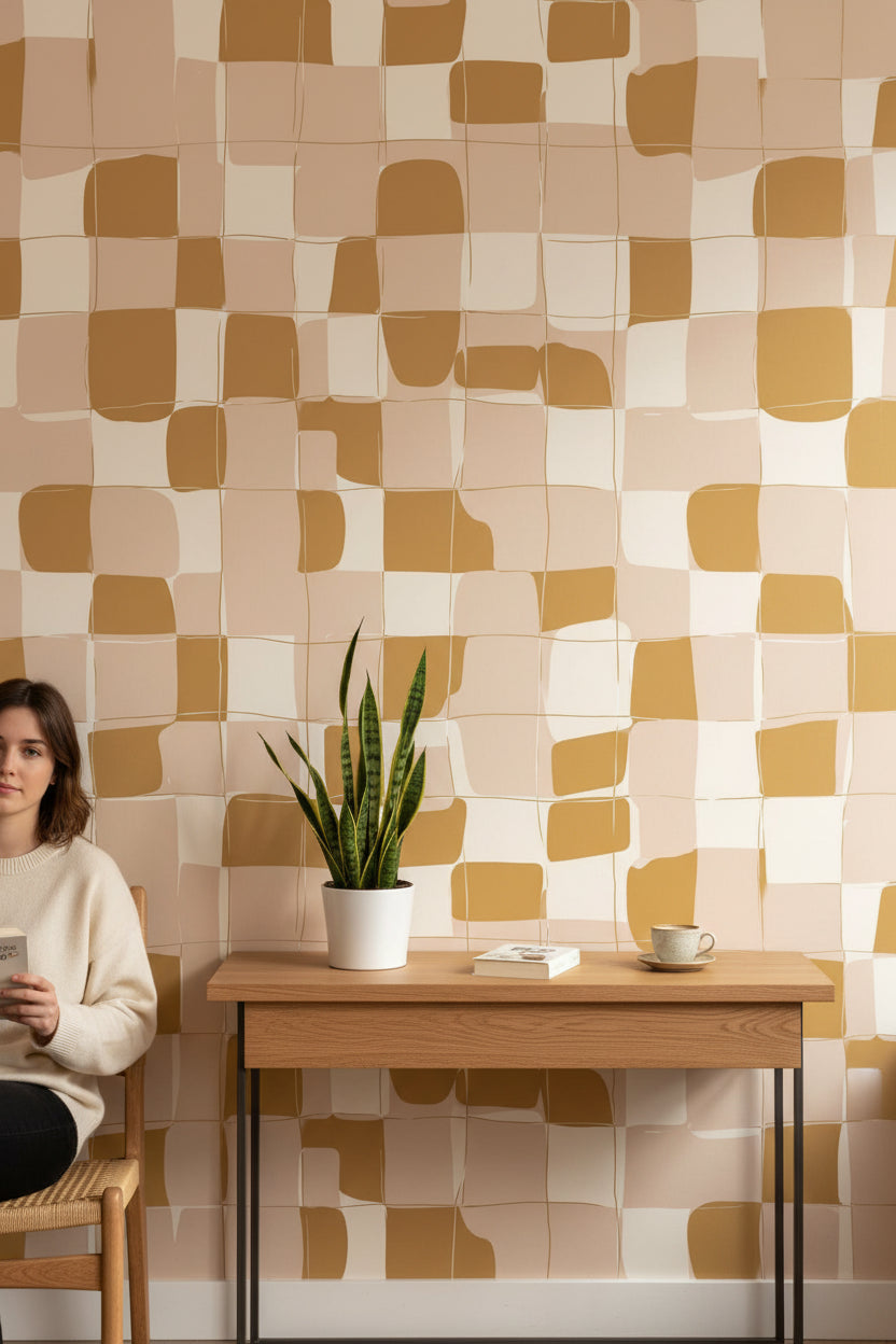 Abstract Wallpaper Checkered Modern Wall Decor
