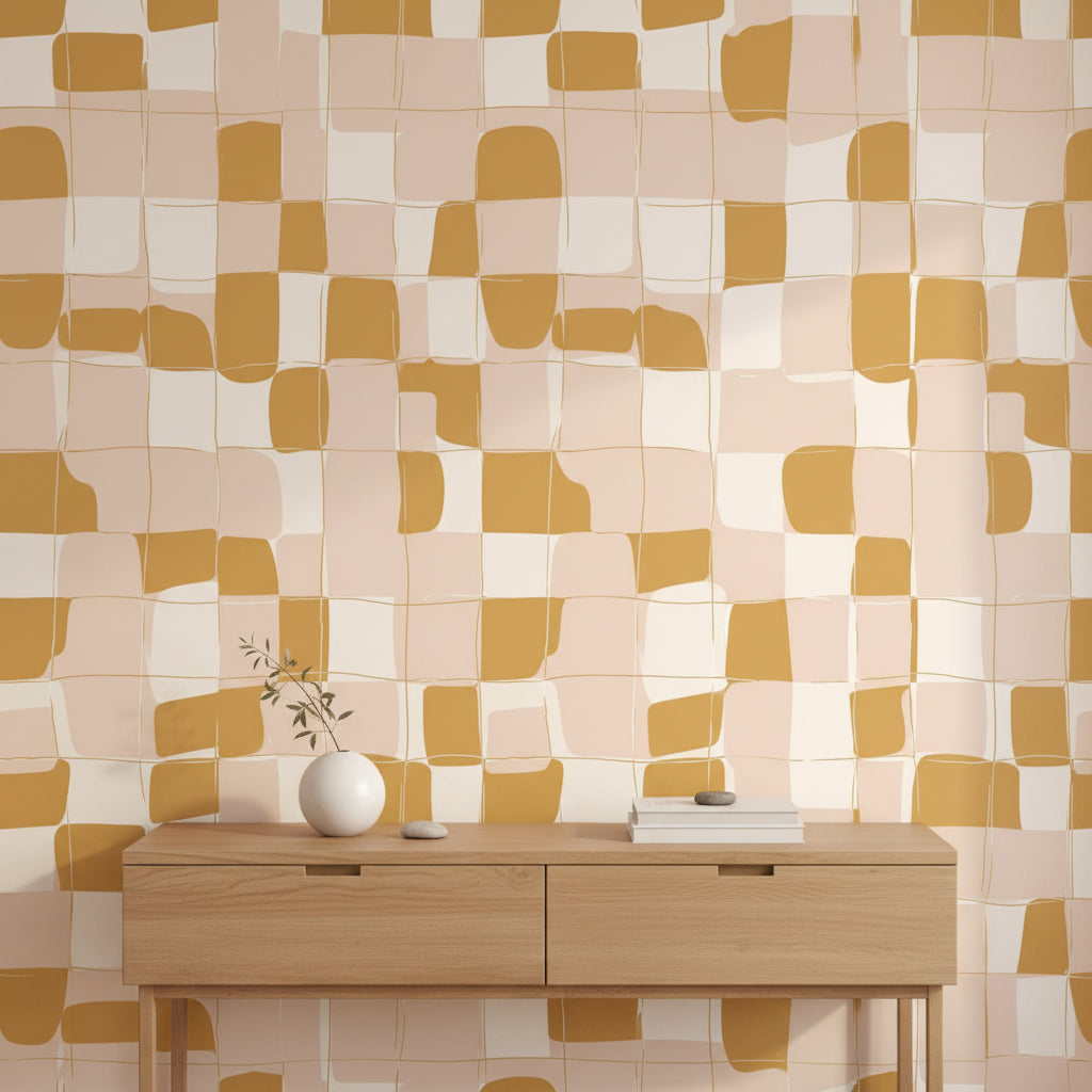 Abstract Wallpaper Checkered Modern Wall Decor