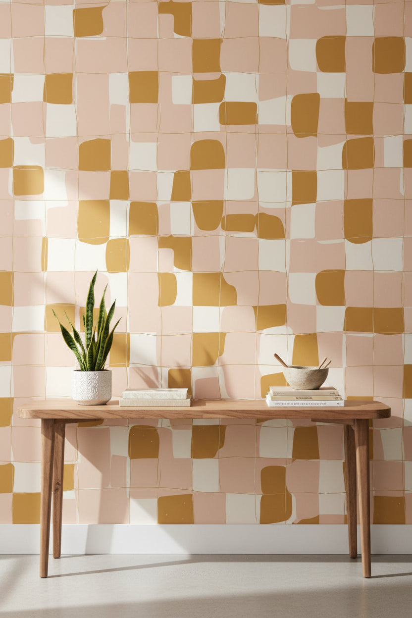 Abstract Wallpaper Checkered Modern Wall Decor