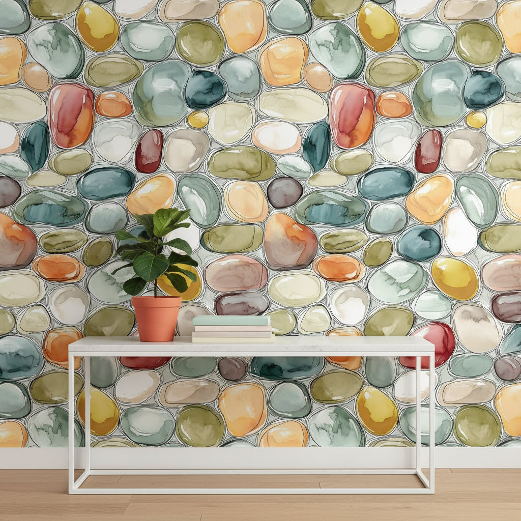 Shades Of Green Wallpaper Abstract Pattern Decorative Mural