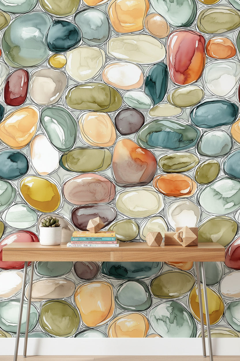 Shades Of Green Wallpaper Abstract Pattern Decorative Mural