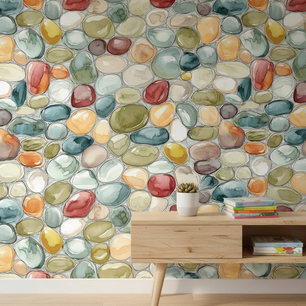 Shades Of Green Wallpaper Abstract Pattern Decorative Mural