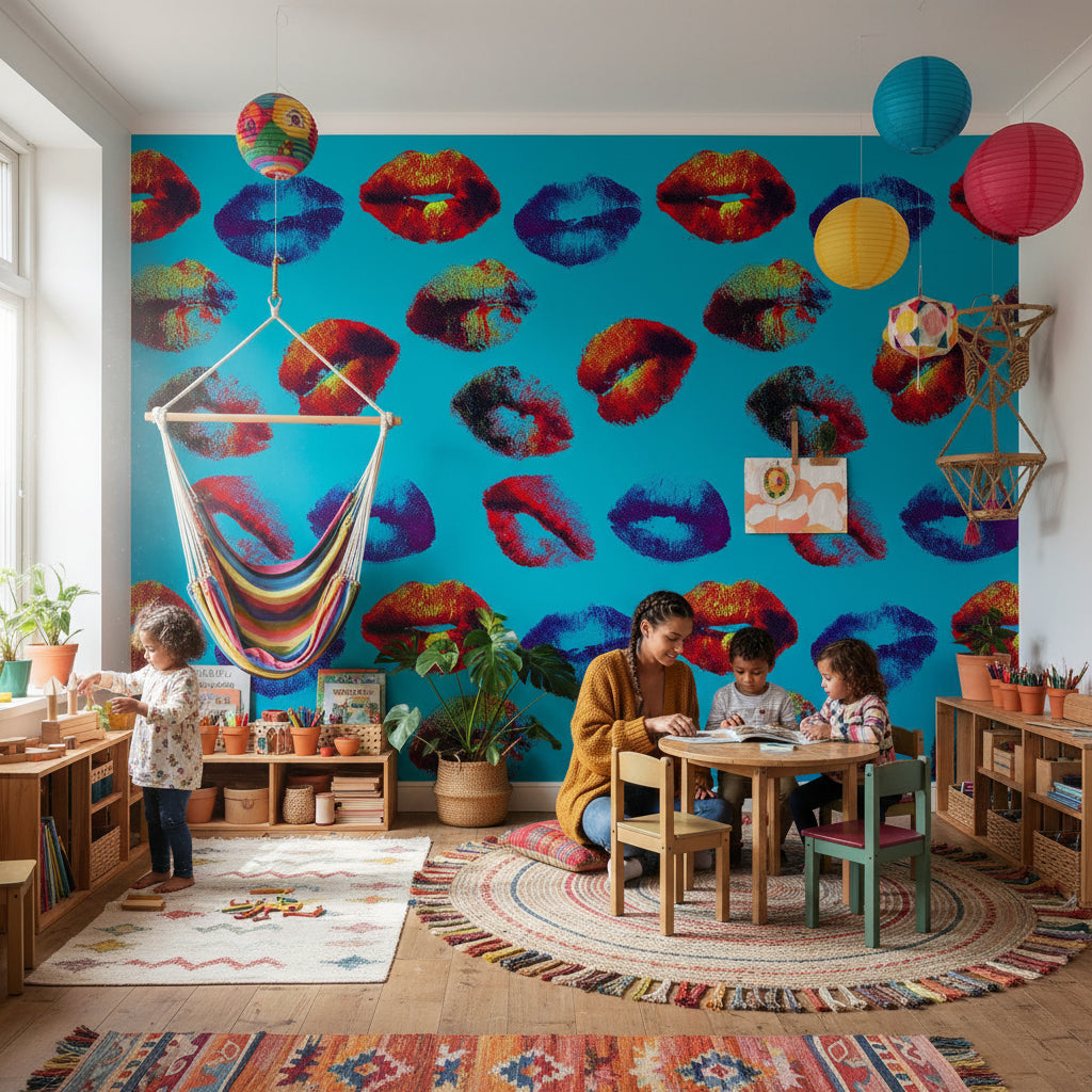 Pop Art Wallpaper Lips Eclectic Removable Wall Decor