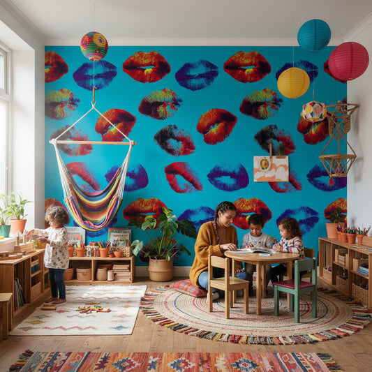 Pop Art Wallpaper Lips Eclectic Removable Wall Decor