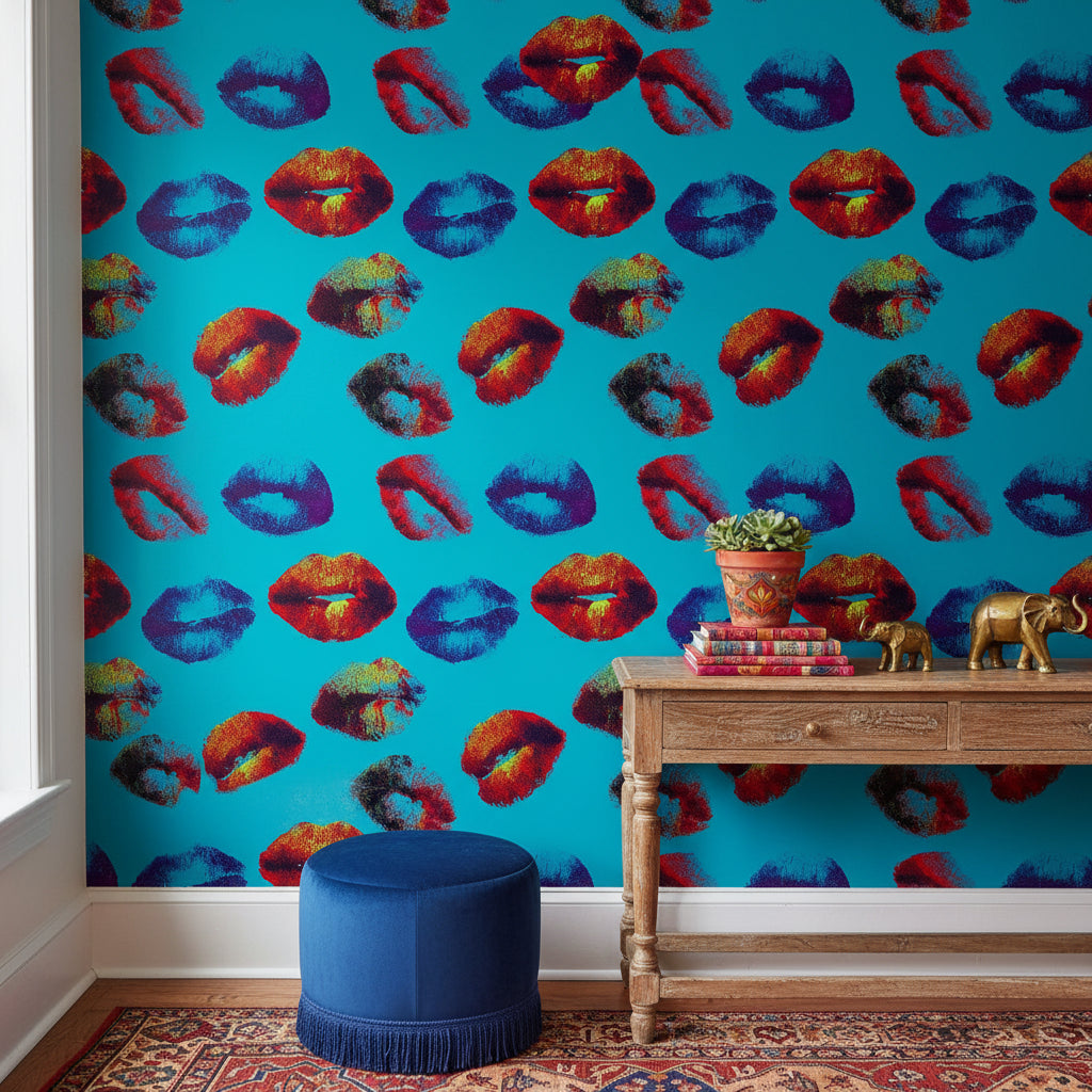 Pop Art Wallpaper Lips Eclectic Removable Wall Decor