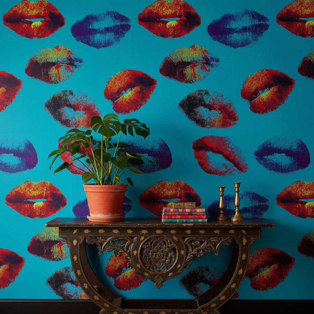 Pop Art Wallpaper Lips Eclectic Removable Wall Decor
