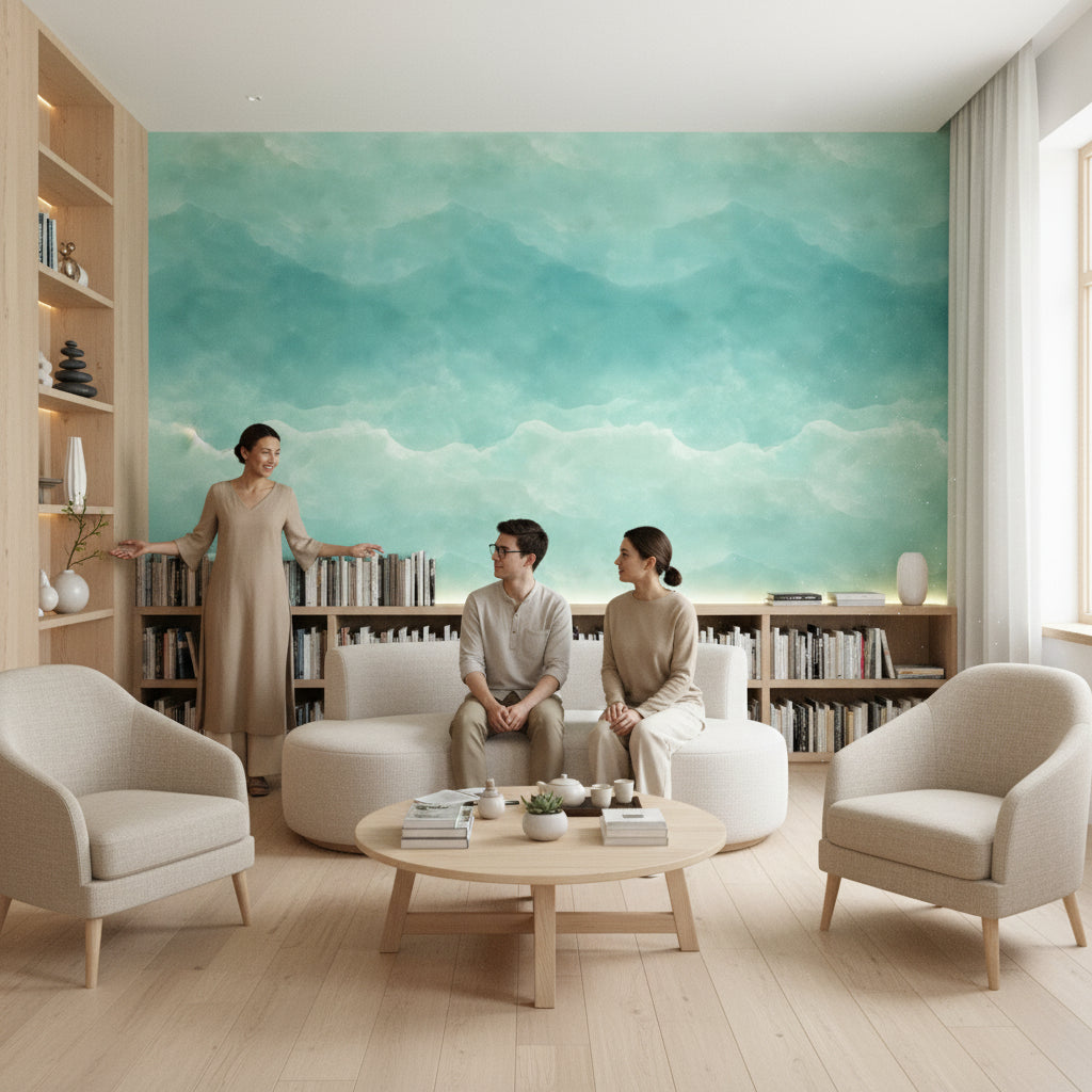 Turquoise Abstract Watercolor Wash Wallpaper