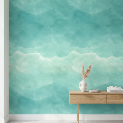 Turquoise Abstract Watercolor Wash Wallpaper