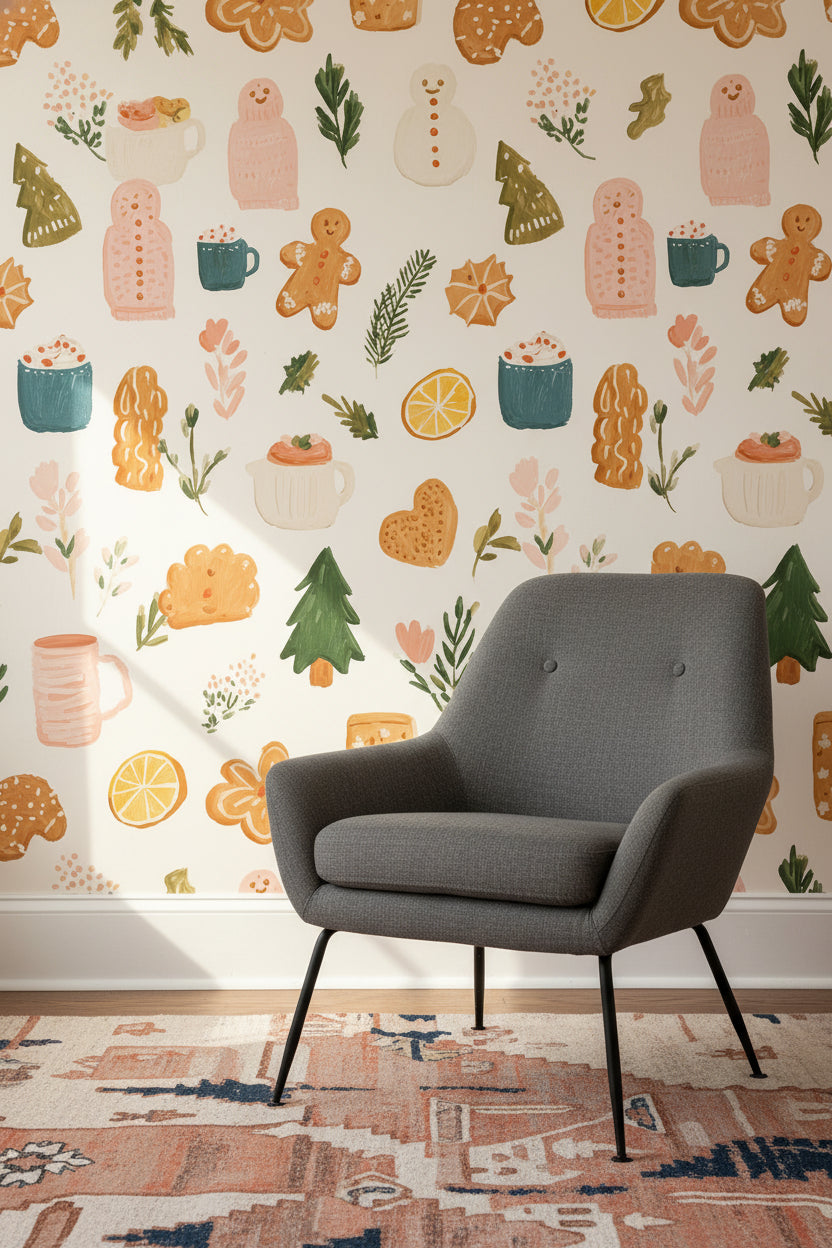 Whimsical Wallpaper Gingerbread Modern Wall Mural