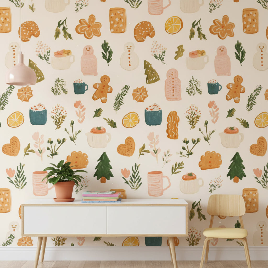 Whimsical Wallpaper Gingerbread Modern Wall Mural