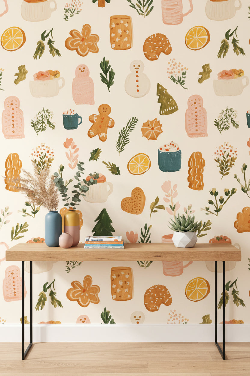 Whimsical Wallpaper Gingerbread Modern Wall Mural