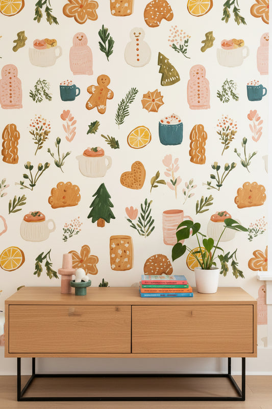 Whimsical Wallpaper Gingerbread Modern Wall Mural