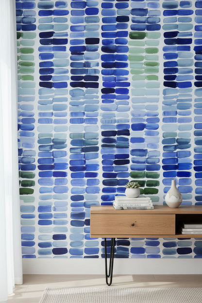 Blue and Green Brushstroke Abstract Wallpaper