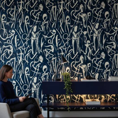 Cream Brushstroke Abstract Pattern Wallpaper