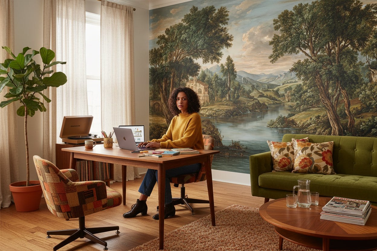 Landscape Wallpaper Traditional River Wall Decor