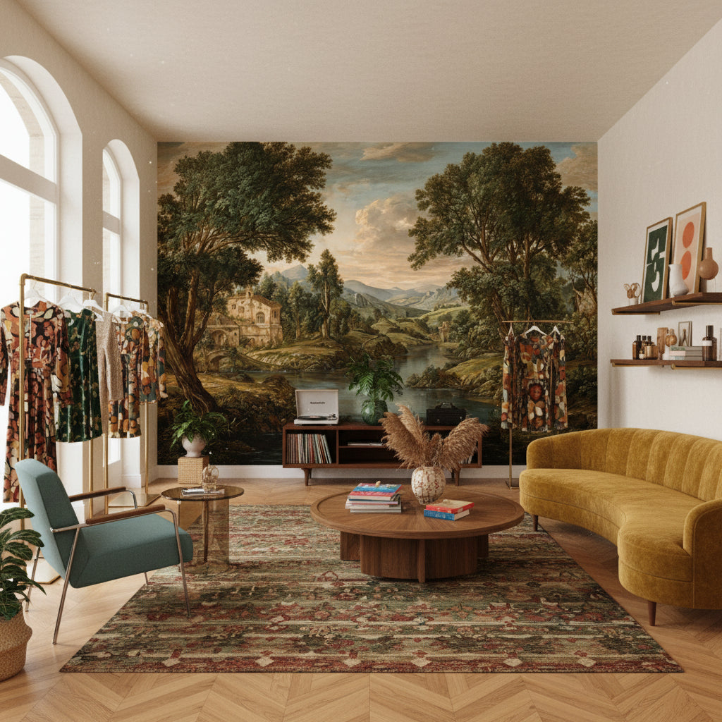 Landscape Wallpaper Traditional River Wall Decor