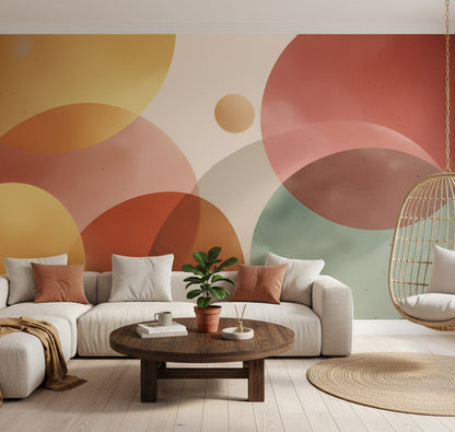 Abstract Circles Wallpaper Geometric Modern Wall Mural