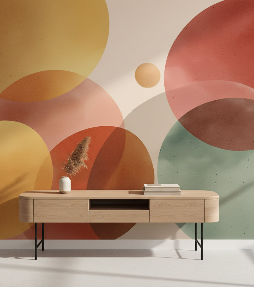 Abstract Circles Wallpaper Geometric Modern Wall Mural