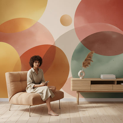 Abstract Circles Wallpaper Geometric Modern Wall Mural