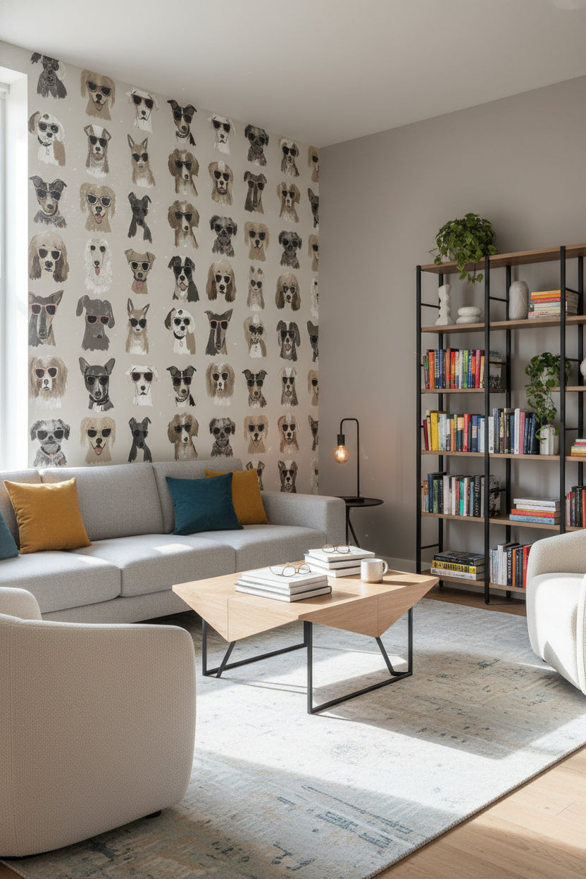 Dogs Wallpaper Sunglasses Cartoon Wall Mural