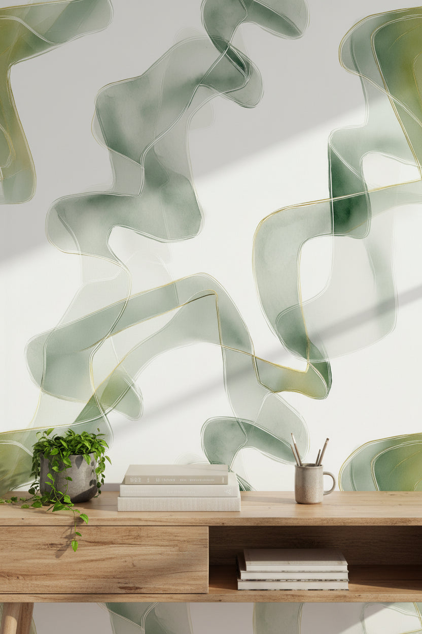 Shades Of Green Wallpaper Modern Elegant Wall Mural