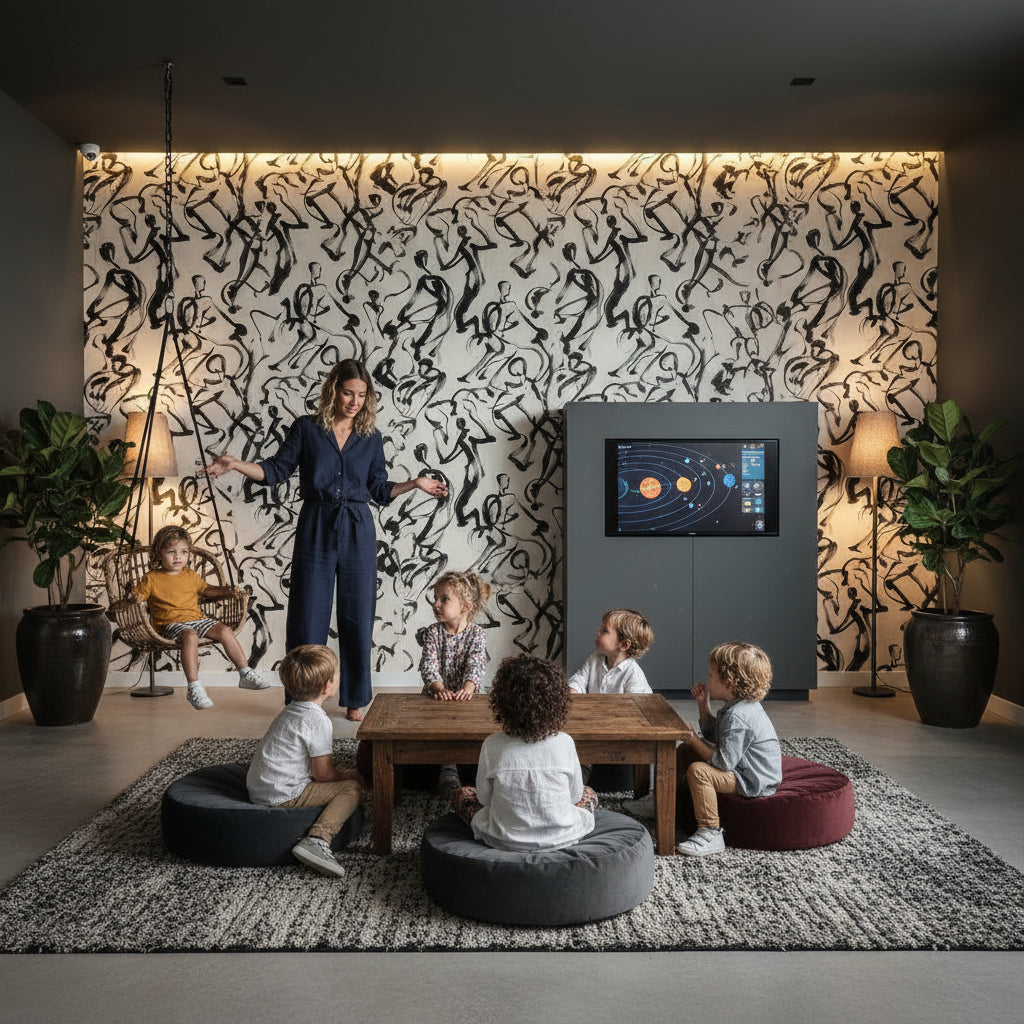 Abstract Wallpaper Black Removable Minimalist Wall Double Roll