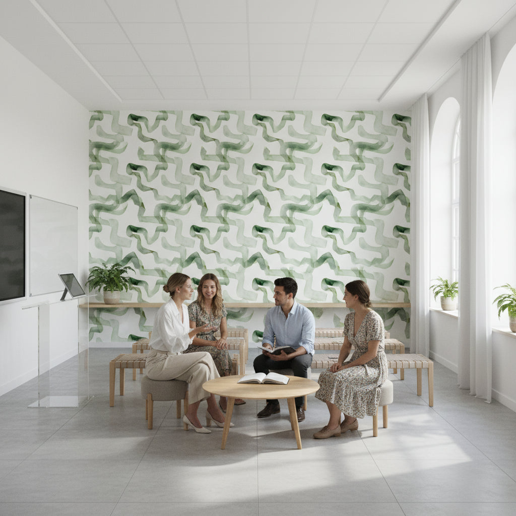 White Background Wallpaper Shades Green Removable Wall Decor