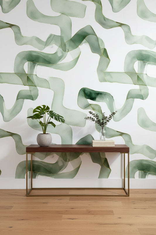 White Background Wallpaper Shades Green Removable Wall Decor