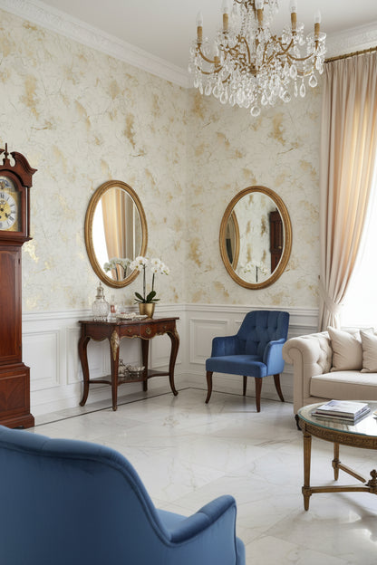 Golden Look Cream Marble Effect Wallpaper