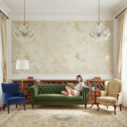 Golden Look Cream Marble Effect Wallpaper