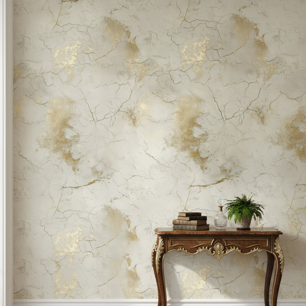 Golden Look Cream Marble Effect Wallpaper