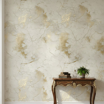 Golden Look Cream Marble Effect Wallpaper