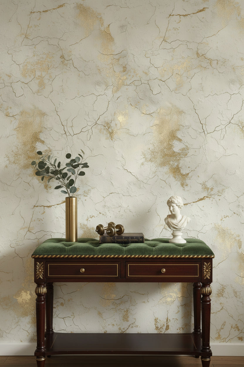 Golden Look Cream Marble Effect Wallpaper