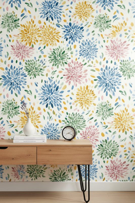 Floral Wallpaper Abstract Watercolor Wall Mural
