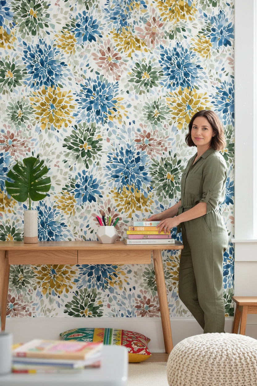 White Background Wallpaper Floral Decorative Mural