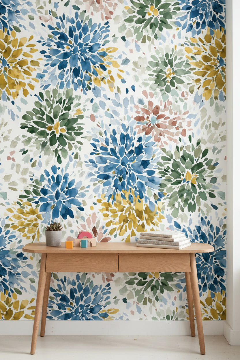 White Background Wallpaper Floral Decorative Mural