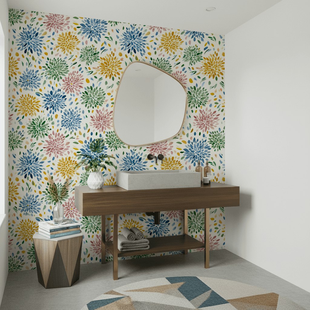 Bright Multicolor Wildflower Pattern Wallpaper