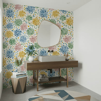 Bright Multicolor Wildflower Pattern Wallpaper