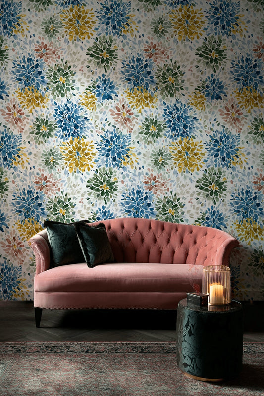 White Background Wallpaper Floral Decorative Mural