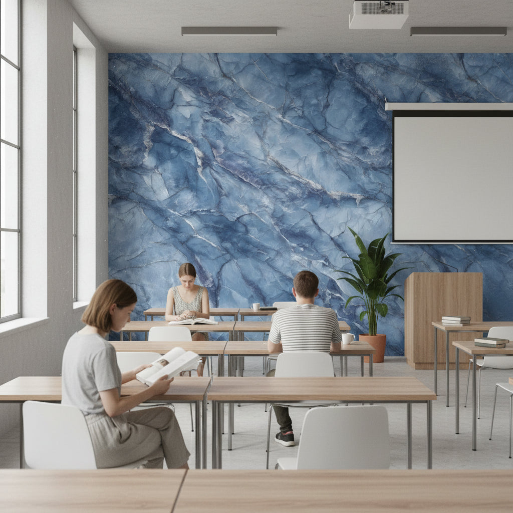 Navy Blue Abstract Marble Texture Wallpaper