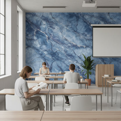 Navy Blue Abstract Marble Texture Wallpaper