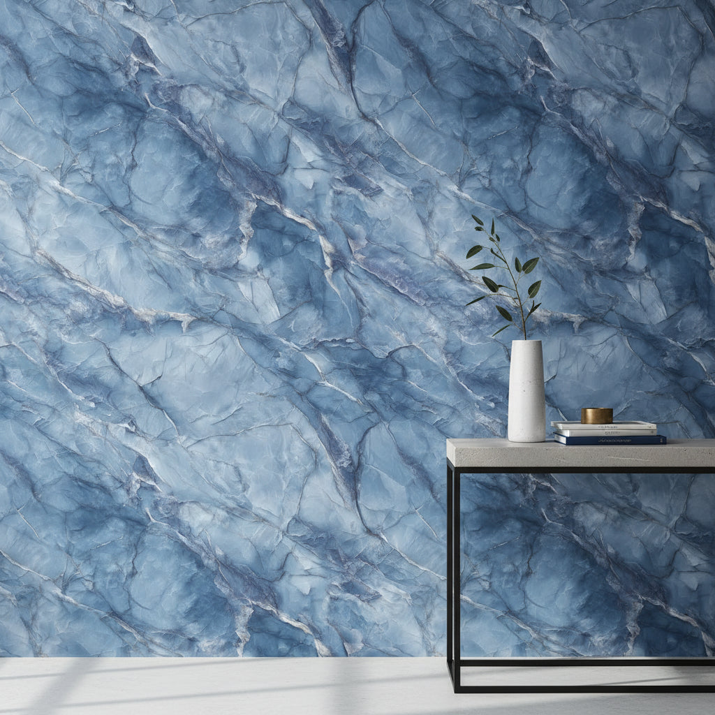 Marble Wallpaper Blue Mural Contemporary Wall Decor